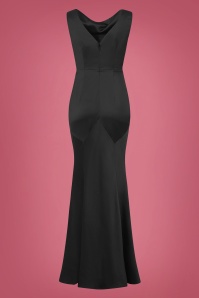 Collectif Clothing - Ingrid Fishtail Maxi Dress Années 30 en Noir 5