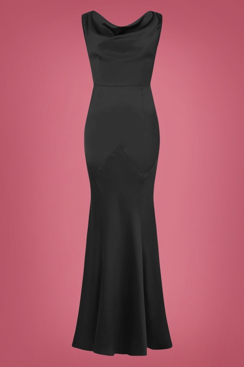 Collectif Clothing - Ingrid Fishtail Maxi Dress Années 30 en Noir 2