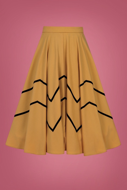 Collectif Clothing - Milla Swing Skirt Années 50 en Jaune Moutarde 3