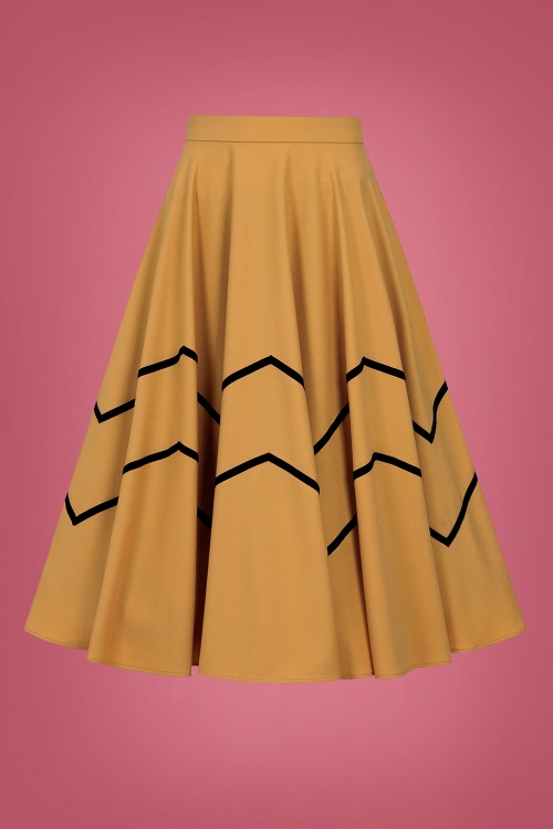 Collectif Clothing - Milla Swing Skirt Années 50 en Jaune Moutarde 2