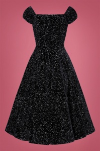 Collectif Clothing - 50s Dolores Glitter Drops Velvet Doll Dress in Black 4