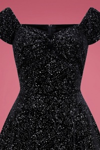 Collectif Clothing - 50s Dolores Glitter Drops Velvet Doll Dress in Black 3