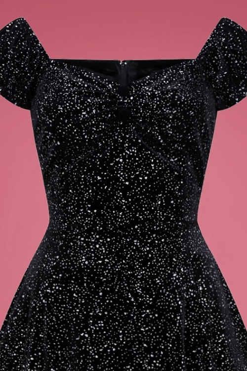 Collectif Clothing - Dolores Glitter Drops Samt-Puppenkleid in Schwarz 3