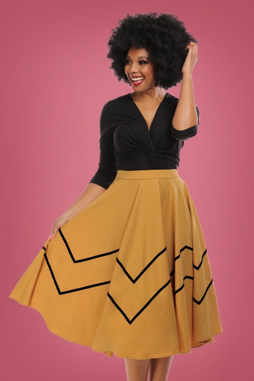 Collectif Clothing - 50s Milla Swing Skirt in Mustard