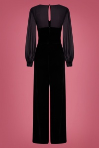 Collectif Clothing - Arionna Velvet Jumpsuit Années 50 en Noir 4
