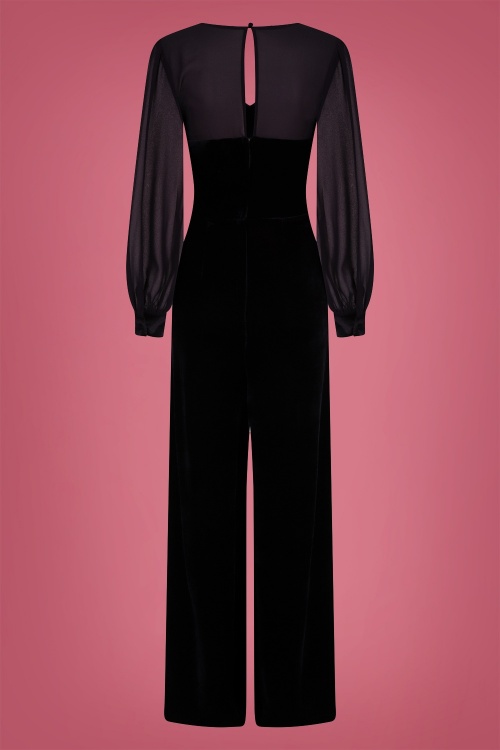 Collectif Clothing - Arionna Velvet Jumpsuit Années 50 en Noir 4