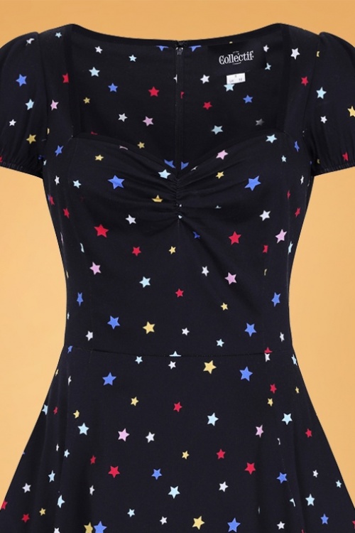 Collectif Clothing - Mimi Rainbow Star Puppenkleid in Schwarz 3