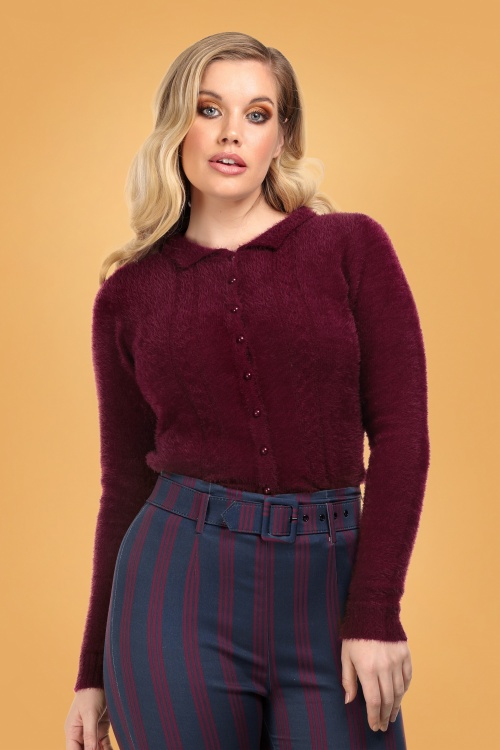 Collectif Clothing - 40s Cara Cardigan in Burgundy