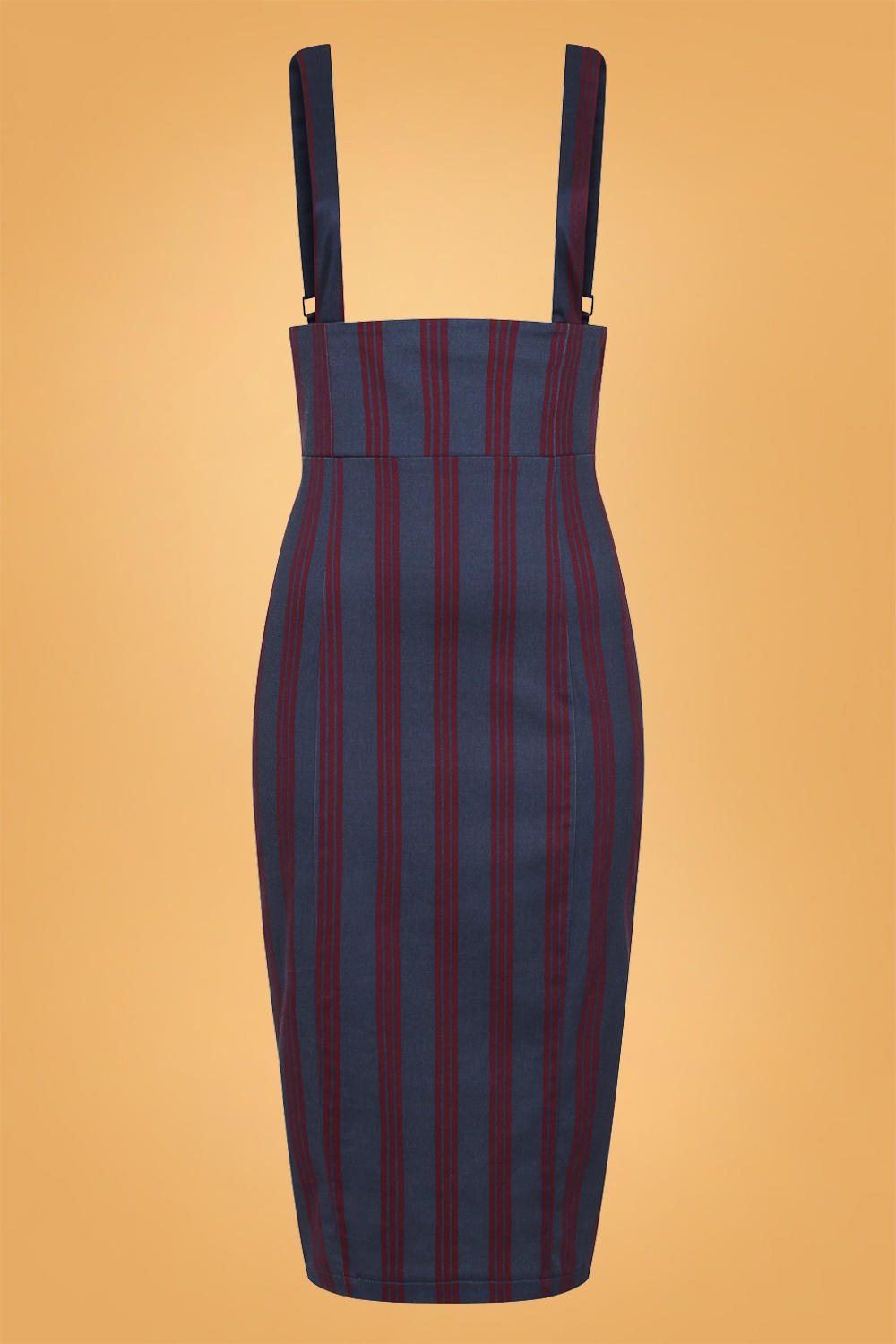Collectif Clothing - Karen Triplet Stripes Jarretelpencilrok in marineblauw