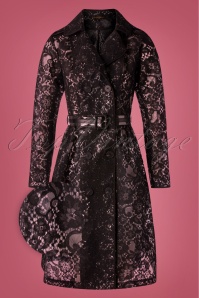 Grace & Glam - 50s Lucinda Lace Raincoat in Black 2