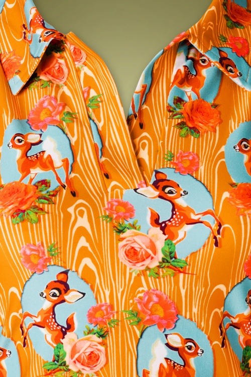 Tante Betsy - 60s Nellie Kitschy Deer Shirt in Orange 4