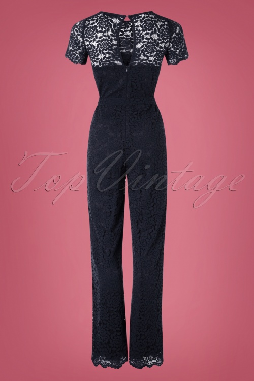 King Louie - Betty Damask Jumpsuit in donkerblauw 5