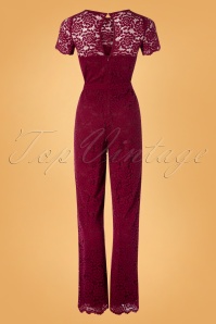 King Louie - 50s Betty Damask Jumpsuit in Cherise Red 5