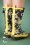 Ruby Shoo - Hermione Floral Wellington Boots Années 60 en Noir 2