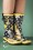 Ruby Shoo - Hermione Floral Wellington Boots Années 60 en Noir