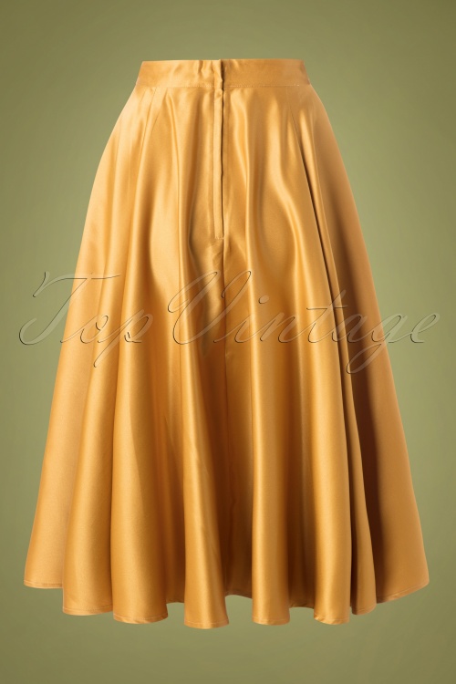 Banned Retro - 50s Miracles Full Swing Skirt in Gold 4