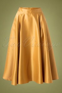 Banned Retro - 50s Miracles Full Swing Skirt in Gold