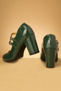 Banned♥Topvintage - 60s Golden Years Lacquer Pumps in Bottle Green 4