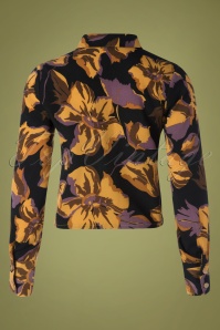 Banned Retro - What A Darling bloemenblouse in zwart 3