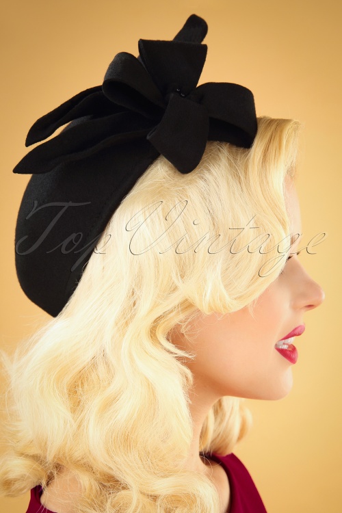 Collectif Clothing - 50s Libby Wool Hat in Black 2