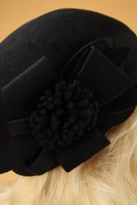 Collectif Clothing - Salma Wool Flat Cap Hat Années 50 en Noir 3