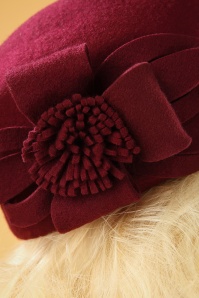 Collectif Clothing - Salma Wool Flat Cap Hat Années 50 en Bordeaux 3