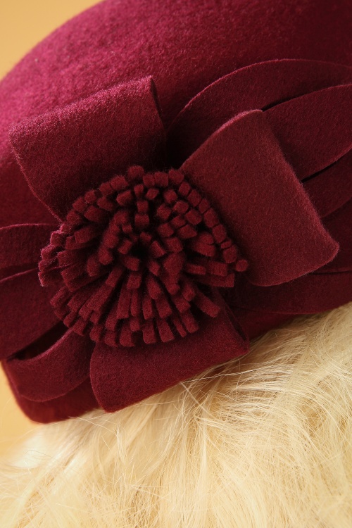 Collectif Clothing - Salma Wool Flat Cap Hat Années 50 en Bordeaux 3
