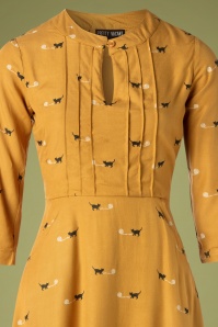 Pretty Vacant - 60s Marcie Cat And Ball Dress in Mustard 2