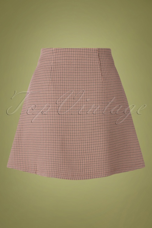 Banned Retro - 60s Betty Winter Mini Skirt in Houndstooth Brown 3