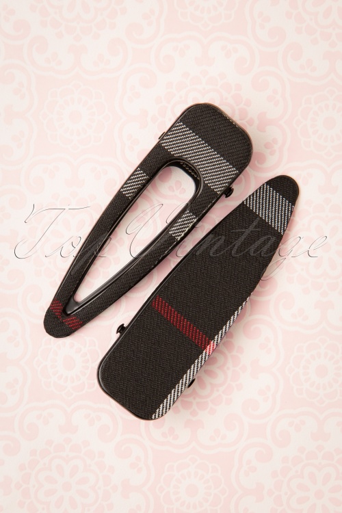 Darling Divine - Tartan haarclips in zwart