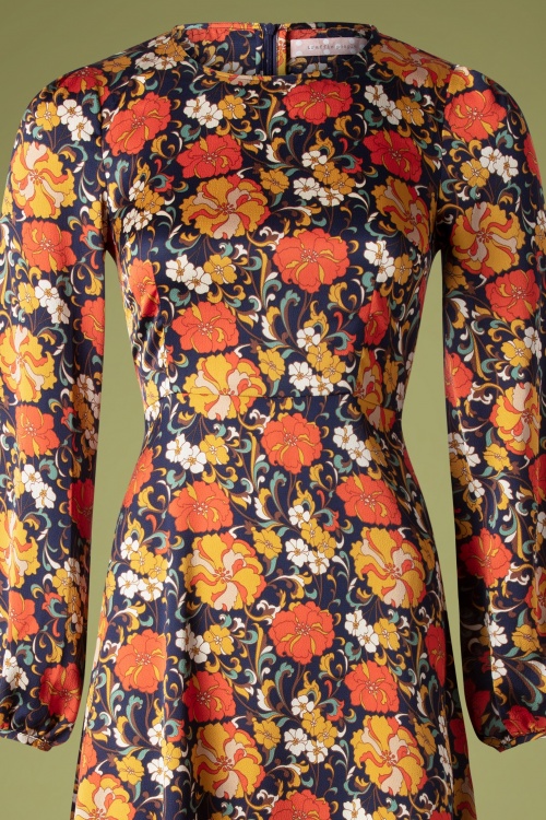 Traffic People - 70s Moodless Floral Dress in Navy 3