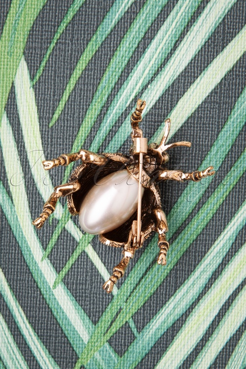 Darling Divine - Sparkly Beetle Bug Brooch Années 50 en Doré 2