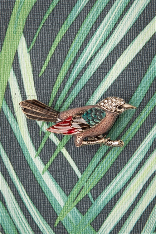 Darling Divine - Beautiful Bird Brooch Années 50 en Argenté