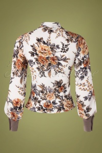 Miss Candyfloss - 40s Ophelia May Tie Blouse in Floral Ivory 3