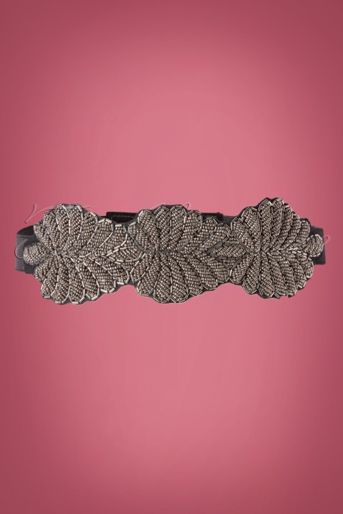 Darling Divine - Beaded Leaf Belt Années 50 en Noir