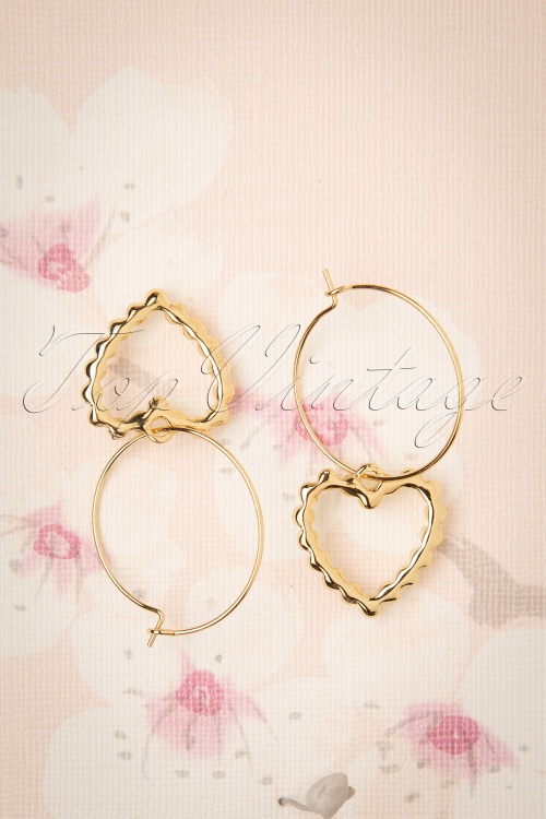 Darling Divine - 50s Pearl Love Earrings in Gold 3