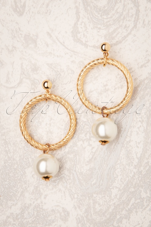 Darling Divine - Oh My Pearl Earrings Années 50 en Doré