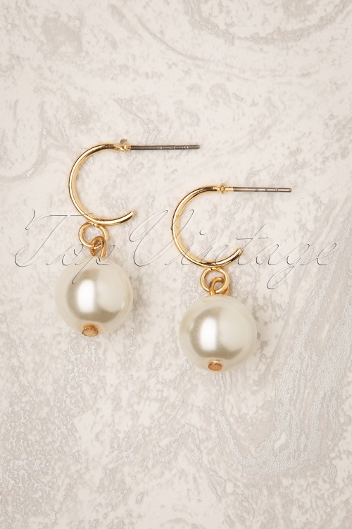 Darling Divine - All About The Pearl Earrings Années 50 en Doré 3
