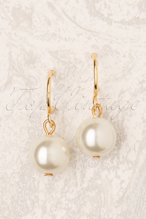 Darling Divine - All About The Pearl Earrings Années 50 en Doré