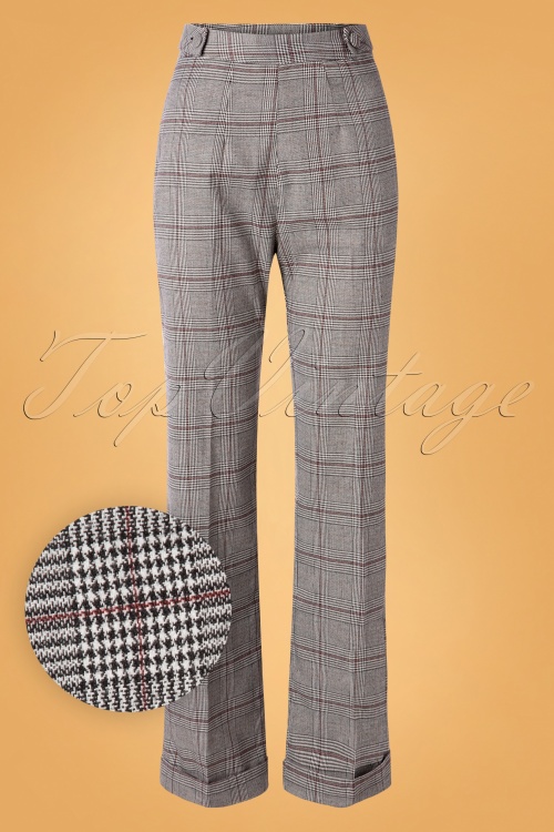 Banned Retro - 40s The Classy Tartan Trousers in Grey