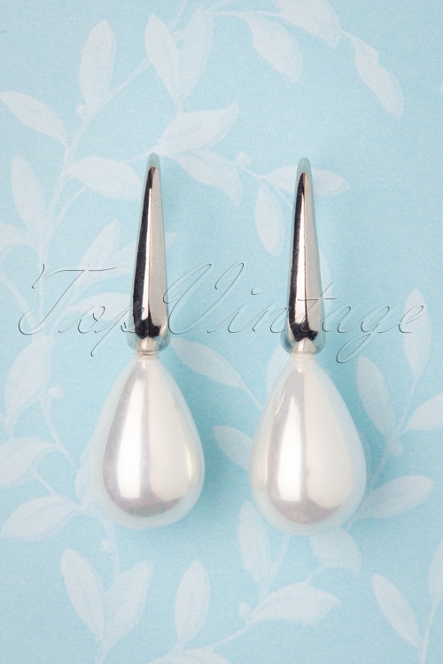 Darling Divine - All About The Pearl Drop Earrings Années 50 en Argenté