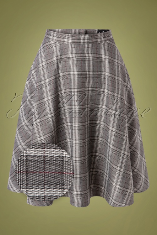 Bunny - 50s Frostine Tartan Swing Skirt in Grey