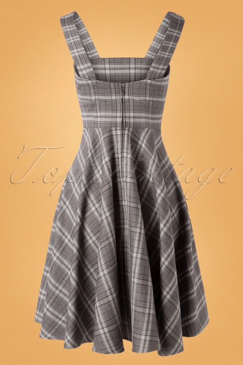 Bunny - 40s Frostine Pinafore Tartan Dress in Grey 3