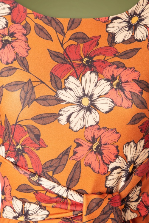 Vintage Chic for Topvintage - Shawna penciljurk met bloemenprint in oranje 4