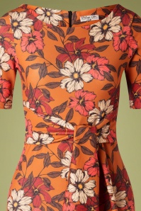 Vintage Chic for Topvintage - Shawna Bleistiftkleid mit Blumenmuster in Orange 3