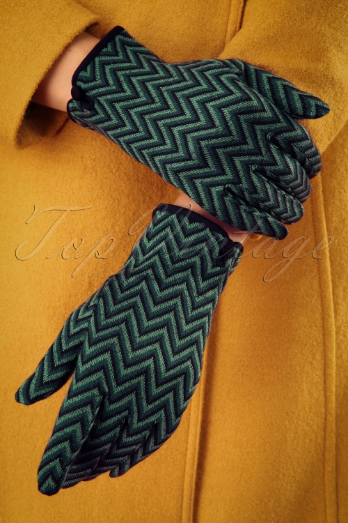 King Louie - Indra Gloves Années 60 en Vert Sapin