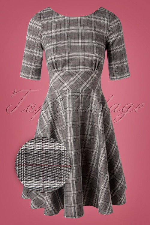 Bunny - 50s Frostine Tartan Swing Dress in Grey
