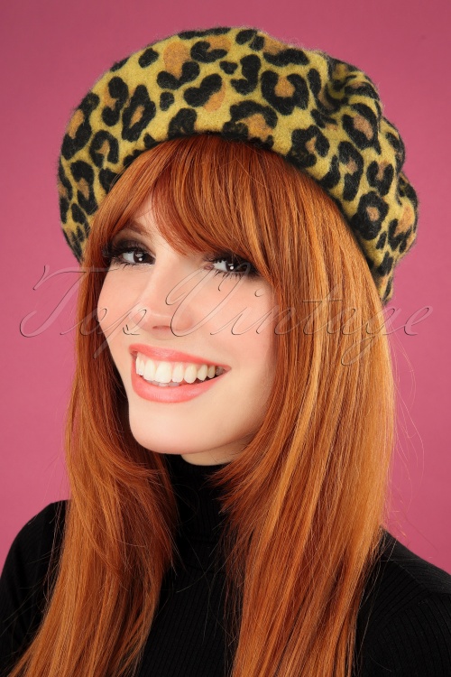 King Louie - 60s Leopard Beret Hat in Marzipan