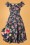 Lady V by Lady Vintage - Josie Country Garden Swing Dress Années 50 en Bleu Marine 