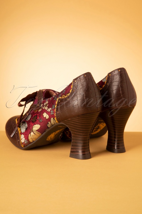 Ruby Shoo - 40s Daisy Floral Booties in Russet 5